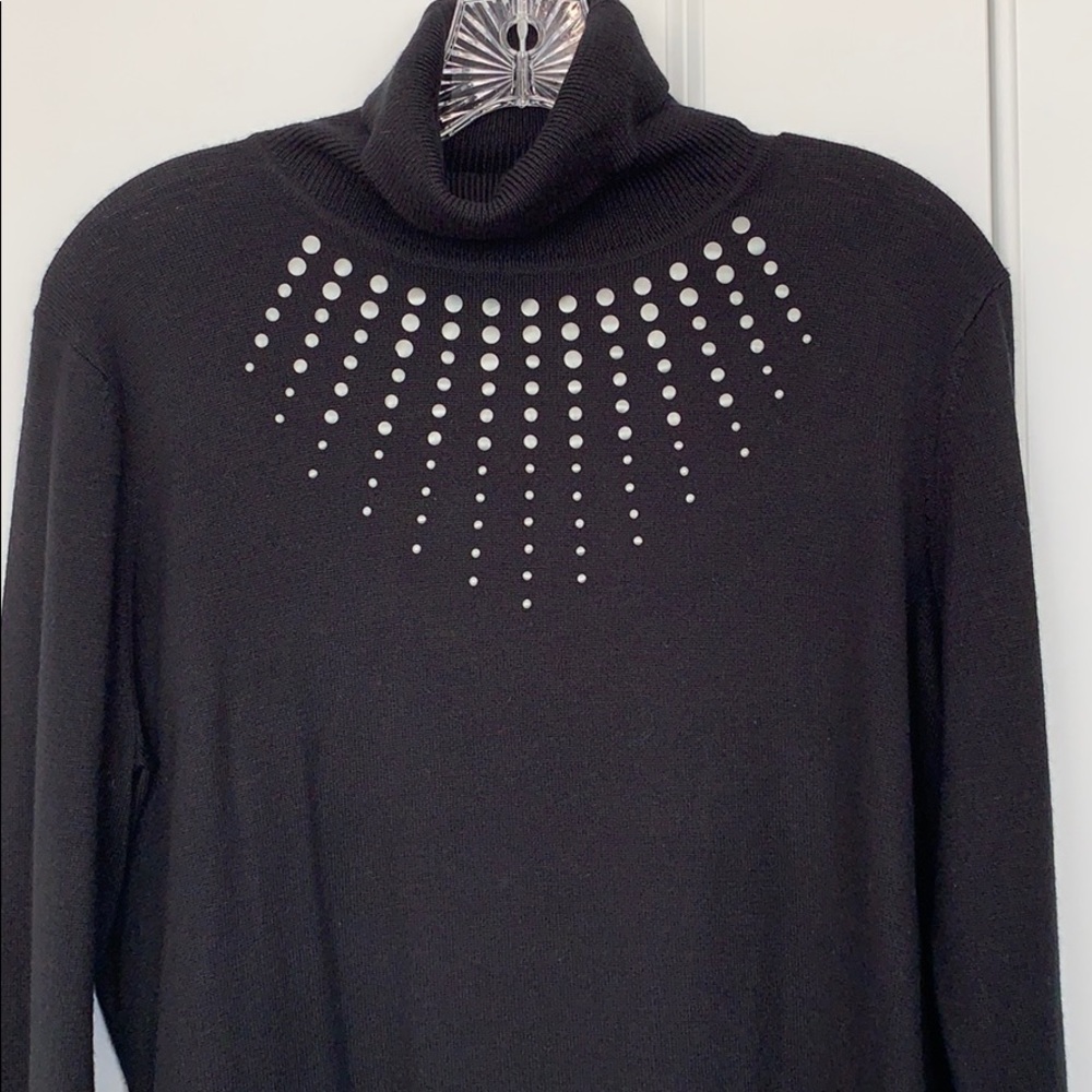 Ellen Tracy studded turtleneck sweater